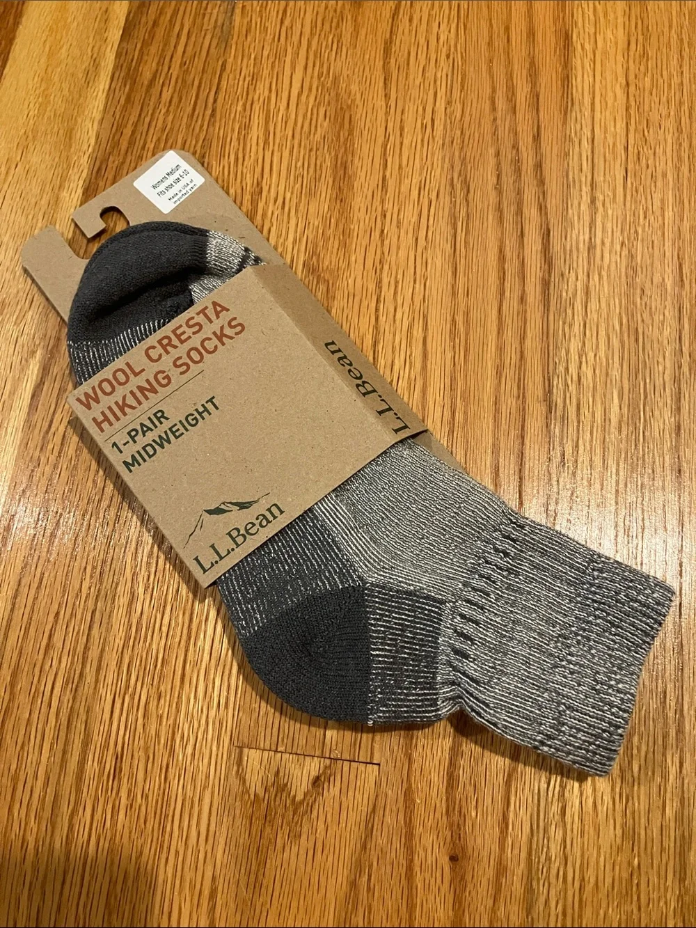 L.L. Bean Gray and Black Wool Cresta Midweight Hiking Socks